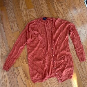 Faconnable Brown Cardigan Sweater Cozy Open Front Design